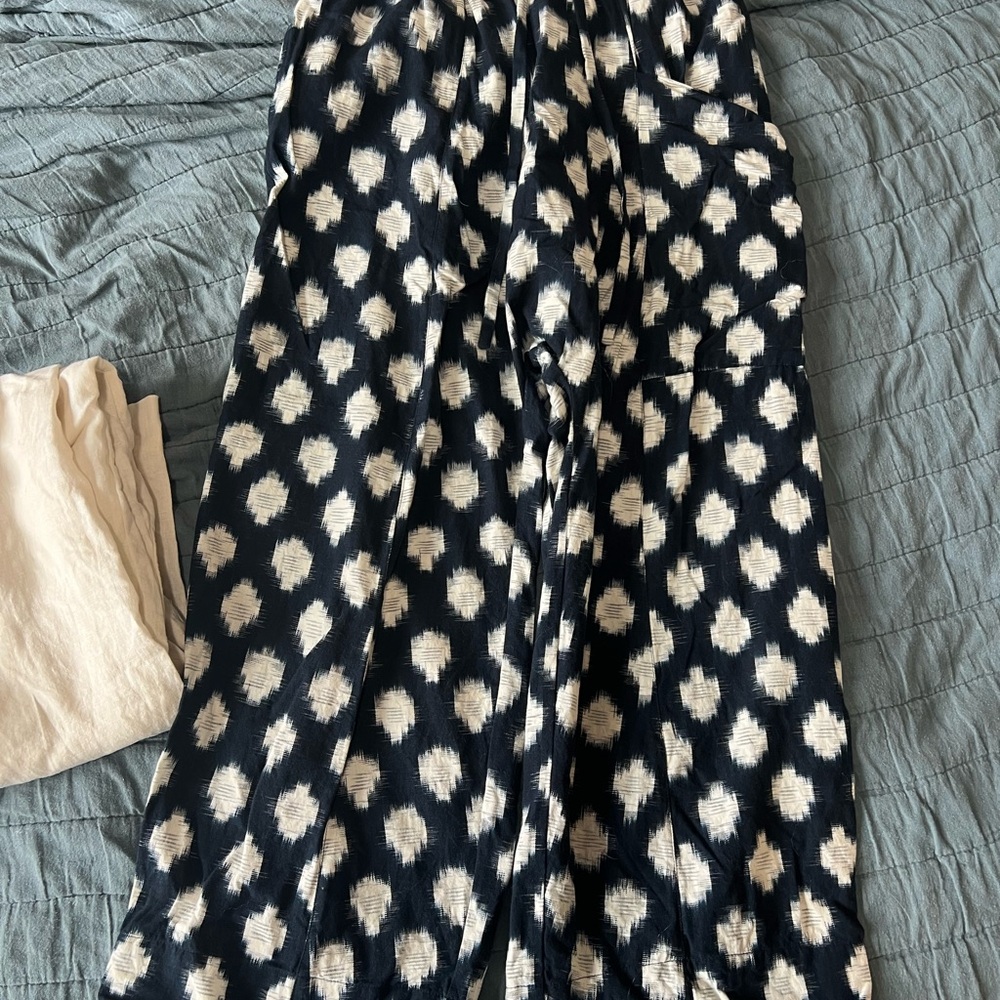 TOAST UK Navy and White Wide Leg Pants